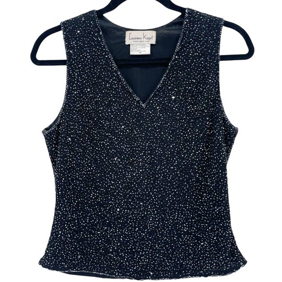 Laurence Kazar Other - Laurence Kazar Vintage Beaded Sequin Embellished Shirt Sleeveless Tank Top Small